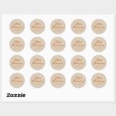 Happy Thanksgiving pumpkin kraft custom script Runder Aufkleber (Blatt)