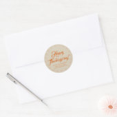 Happy Thanksgiving pumpkin kraft custom script Runder Aufkleber (Umschlag)