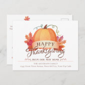 Happy Thanksgiving Pumpkin Neue Zuhause Address Mo Ankündigungspostkarte (Vorne/Hinten)