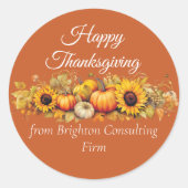 Happy Thanksgiving Pumpkin Patch Custom Business Runder Aufkleber (Vorderseite)