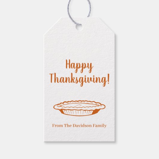 Happy Thanksgiving pumpkin pie custom name favor Geschenkanhänger (Vorderseite)