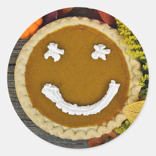 Happy Thanksgiving Pumpkin Pie Runder Aufkleber (Vorderseite)