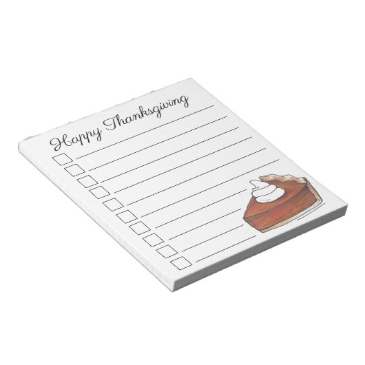 Happy Thanksgiving Pumpkin Pie Slice Checklist Notizblock (angewinkelt)
