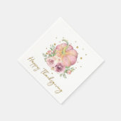 Happy Thanksgiving Pumpkin Pink Gold Napkins Serviette (Ecke)