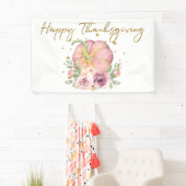 Happy Thanksgiving Pumpkin Pink und Glitzer Banner (Insitu)