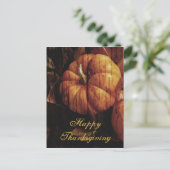 Happy Thanksgiving Pumpkin Postcard Feiertagspostkarte (Stehend Vorderseite)
