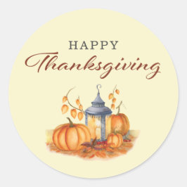 Happy Thanksgiving Pumpkin Runder Aufkleber