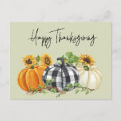 Happy Thanksgiving Pumpkin Sunflower Postcard Postkarte (Vorderseite)