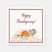 Happy Thanksgiving Pumpkin & Turkey Serviette (Vorderseite)