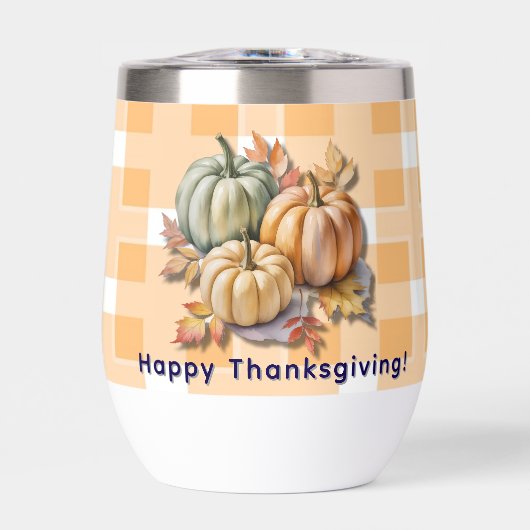 Happy Thanksgiving Pumpkins & Autumn Leaves (Vorderseite)