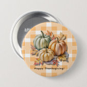 Happy Thanksgiving Pumpkins & Autumn Leaves Button (Vorne & Hinten)