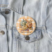 Happy Thanksgiving Pumpkins & Autumn Leaves Button (Beispiel)