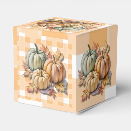 Happy Thanksgiving Pumpkins & Autumn Leaves Geschenkschachtel (Rückseite)