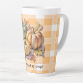 Happy Thanksgiving Pumpkins & Autumn Leaves Milchtasse (Rechte Ecke)