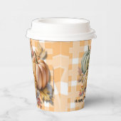 Happy Thanksgiving Pumpkins & Autumn Leaves Pappbecher (Rechts)