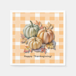 Happy Thanksgiving Pumpkins & Autumn Leaves Serviette