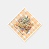Happy Thanksgiving Pumpkins & Autumn Leaves Serviette (Ecke)