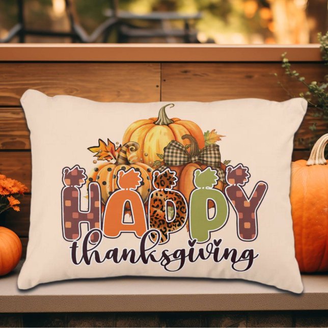 Happy Thanksgiving Pumpkins Dekokissen (Von Creator hochgeladen)