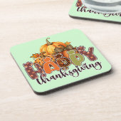 Happy Thanksgiving Pumpkins Getränkeuntersetzer (Linke Seite)