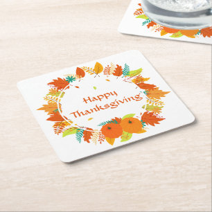 Happy Thanksgiving Pumpkins Herbstlaube Urlaub Rechteckiger Pappuntersetzer