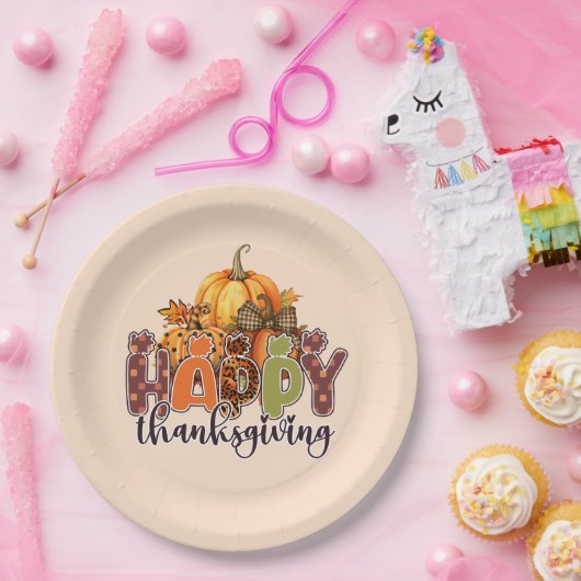 Happy Thanksgiving Pumpkins Pappteller (Party)