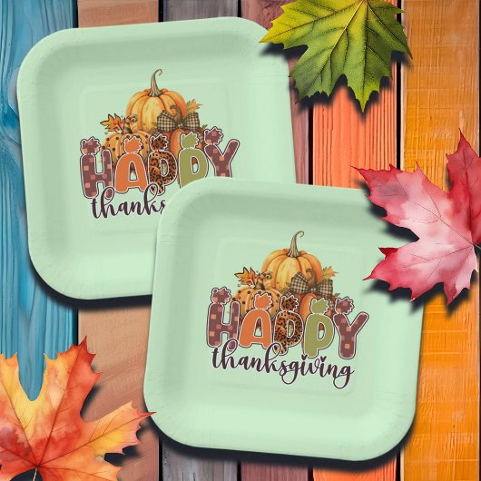 Happy Thanksgiving Pumpkins Pappteller