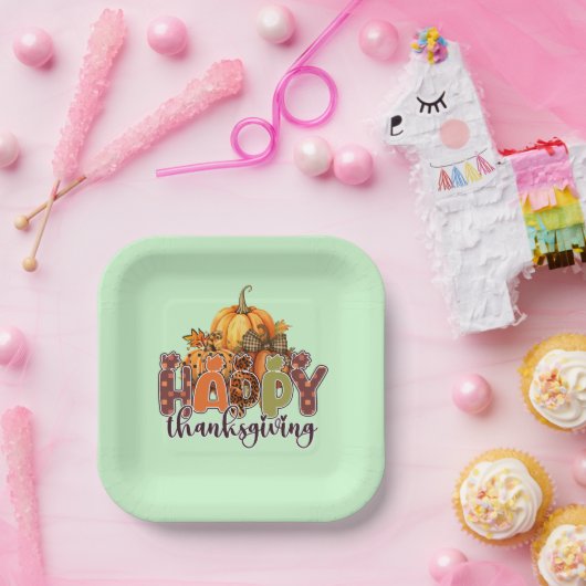 Happy Thanksgiving Pumpkins Pappteller (Party)