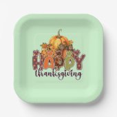 Happy Thanksgiving Pumpkins Pappteller (Vorderseite)