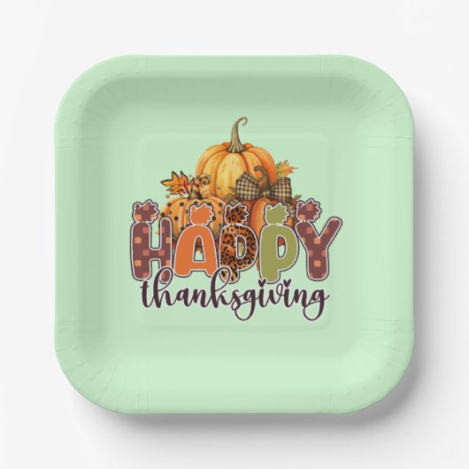 Happy Thanksgiving Pumpkins Pappteller (Vorderseite)