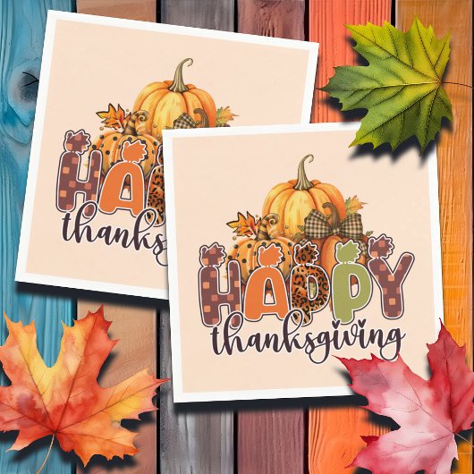 Happy Thanksgiving Pumpkins Serviette