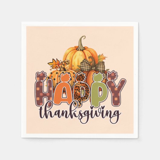 Happy Thanksgiving Pumpkins Serviette (Vorderseite)