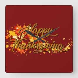 Happy Thanksgiving Quadratische Wanduhr