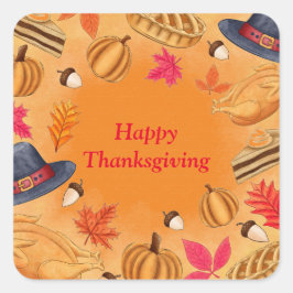 Happy Thanksgiving Quadratischer Aufkleber