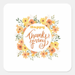 Happy Thanksgiving Quadratischer Aufkleber