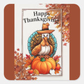Happy Thanksgiving Quadratischer Aufkleber (Vorderseite)
