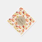 Happy Thanksgiving Quote Label Orange Herbstlaub Serviette (Ecke)