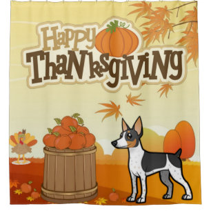 Happy Thanksgiving Rat Terrier Duschvorhang