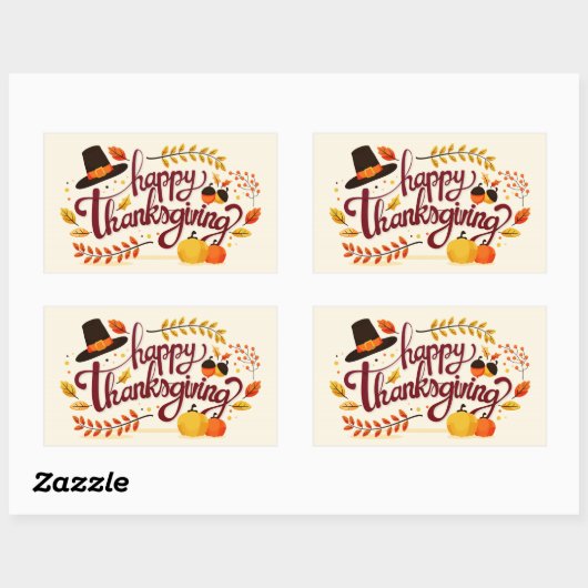 Happy Thanksgiving Rechteckiger Aufkleber (Blatt)
