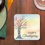 Happy Thanksgiving Rechteckiger Pappuntersetzer<br><div class="desc">Die Untersetzer aus dem "Happy Thanksgiving" sind mit einem farbenfrohen Mosaikbaum in Aquarellfarben dekoriert. Original Mosaik und Wasserfarbe © Michele Davies.</div>