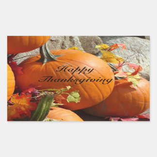 Happy Thanksgiving Rectangle Pumpkin Stickers