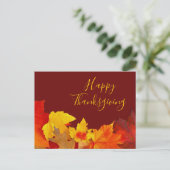Happy Thanksgiving Red Blätter Postkarte (Stehend Vorderseite)