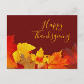 Happy Thanksgiving Red Blätter Postkarte (Vorderseite)