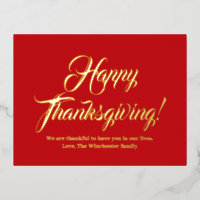Happy Thanksgiving red custom script elegant