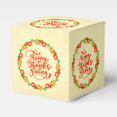 Happy Thanksgiving Red Gold Wreath Geschenkschachtel (Vorderseite)