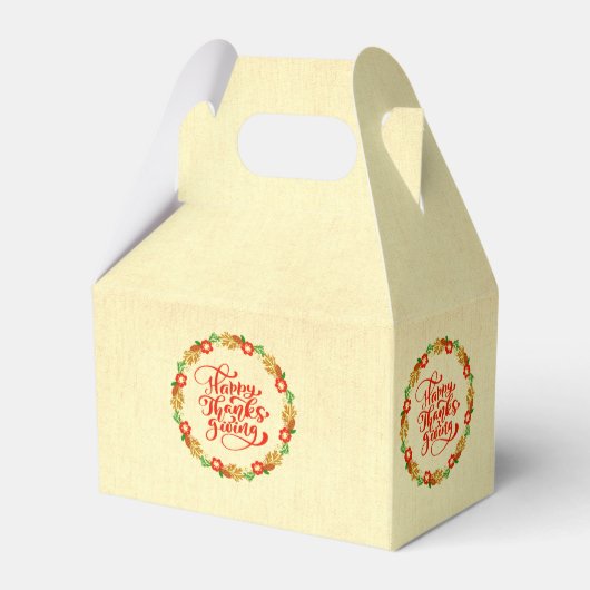 Happy Thanksgiving Red Gold Wreath Geschenkschachtel (Vorderseite)