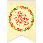 Happy Thanksgiving Red Gold Wreath Wimpelkette (Zweite Fahne)