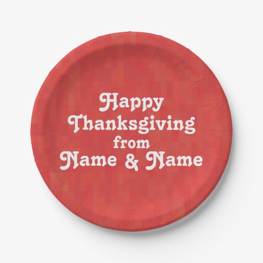 Happy Thanksgiving red pattern custom text Foto Pappteller (Vorderseite)