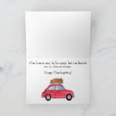 Happy Thanksgiving Red Retro Fiat 500 Karte (Innenseite)