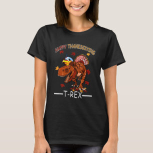 Happy Thanksgiving Rex Türkei Herbstlaub Familie K T-Shirt