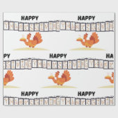 Happy Thanksgiving Rooster Geschenk Wrapping White Geschenkpapier (Flach)